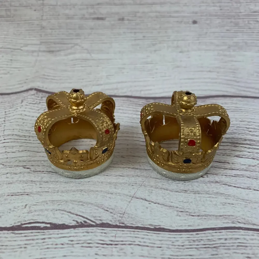 Vintage Wilton Gold King Crown Cake Toppers Set of 6 Cupcake Candle Holders